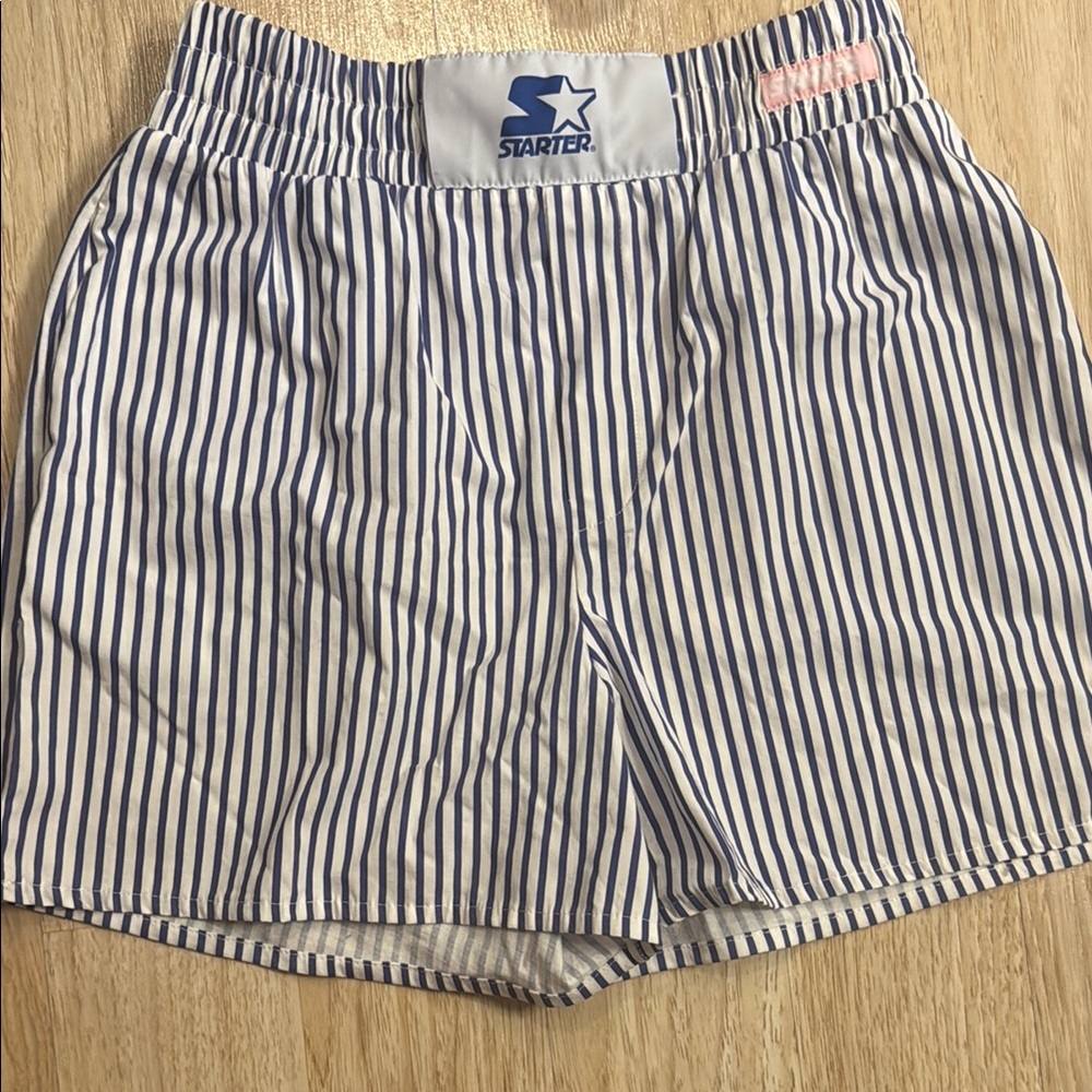 Starter Blue and White Striped Casual Shorts